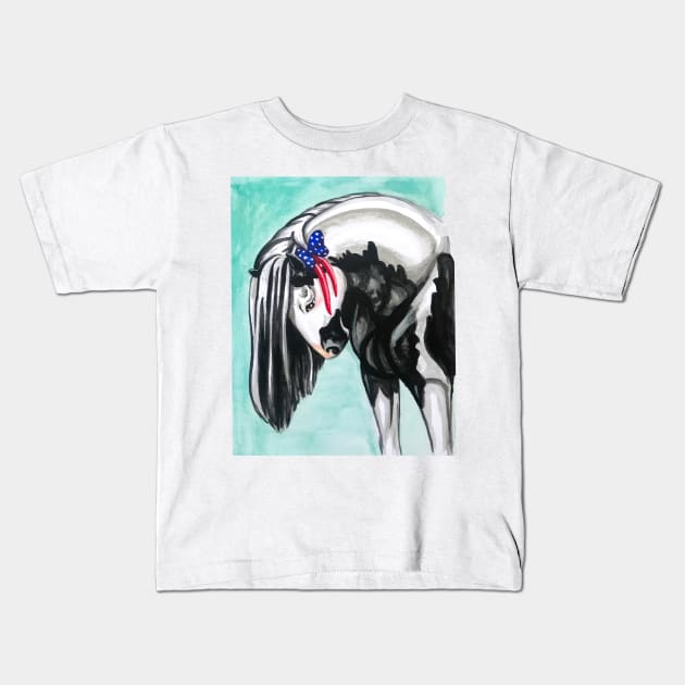 Bowing Horse Kids T-Shirt by Lady Lilac
